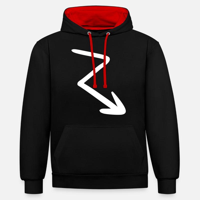 Flèche dessin esquisse blanc - Sweat à capuche contrasté - noir/rouge