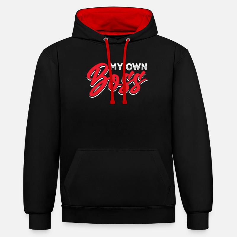Mon propre patron Indépendant Freelance - Sweat à capuche contrasté - noir/rouge