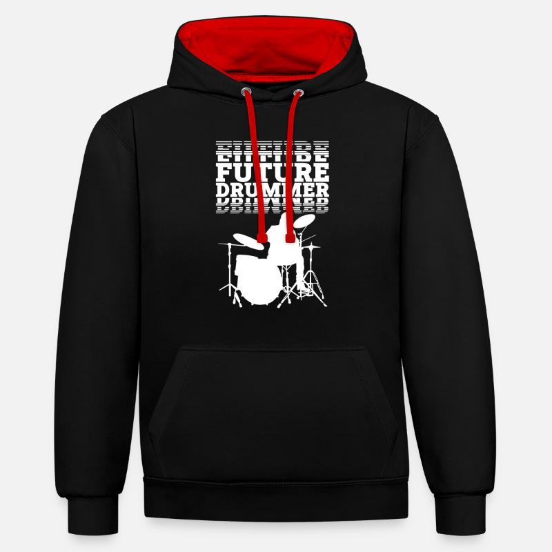 Future Drummer Drummer Drum - Sweat à capuche contrasté - noir/rouge