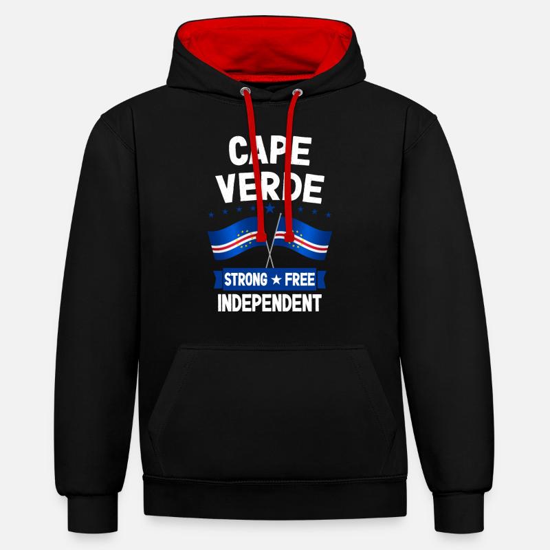 Cap Vert - Sweat à capuche contrasté - noir/rouge