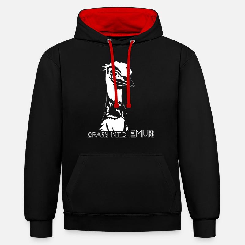 Emus de l’émeu - Sweat à capuche contrasté - noir/rouge