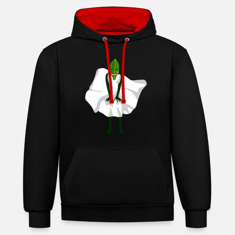 Concombre avec robe concombres - Sweat à capuche contrasté - noir/rouge