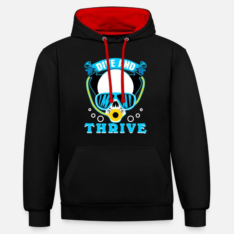 Lunettes de plongée de plongéePlongée - Sweat à capuche contrasté - noir/rouge