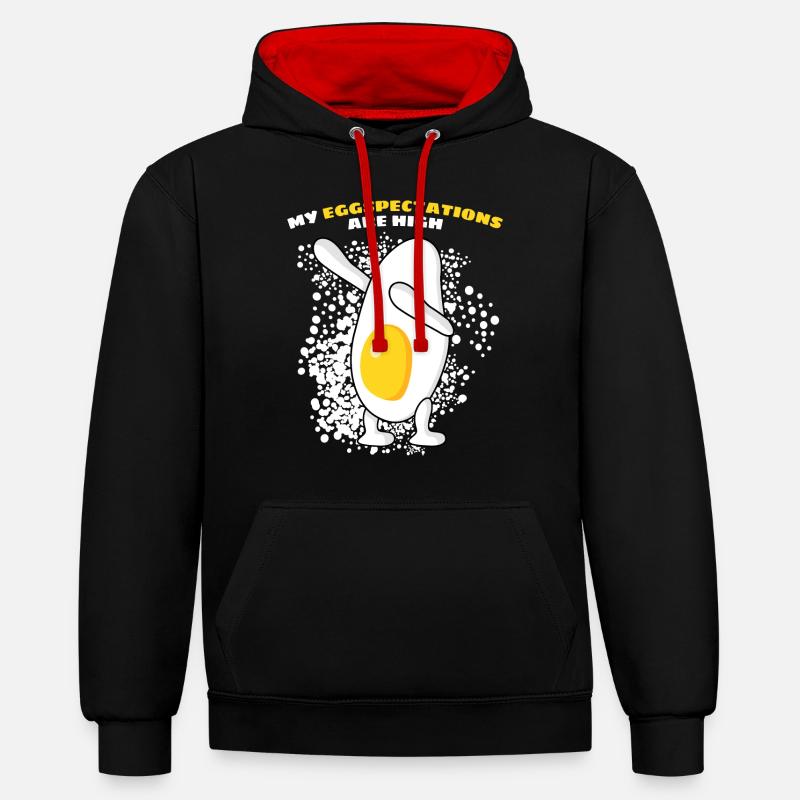 Eggs Fried Egg - Kontrast-Hoodie - Schwarz/Rot