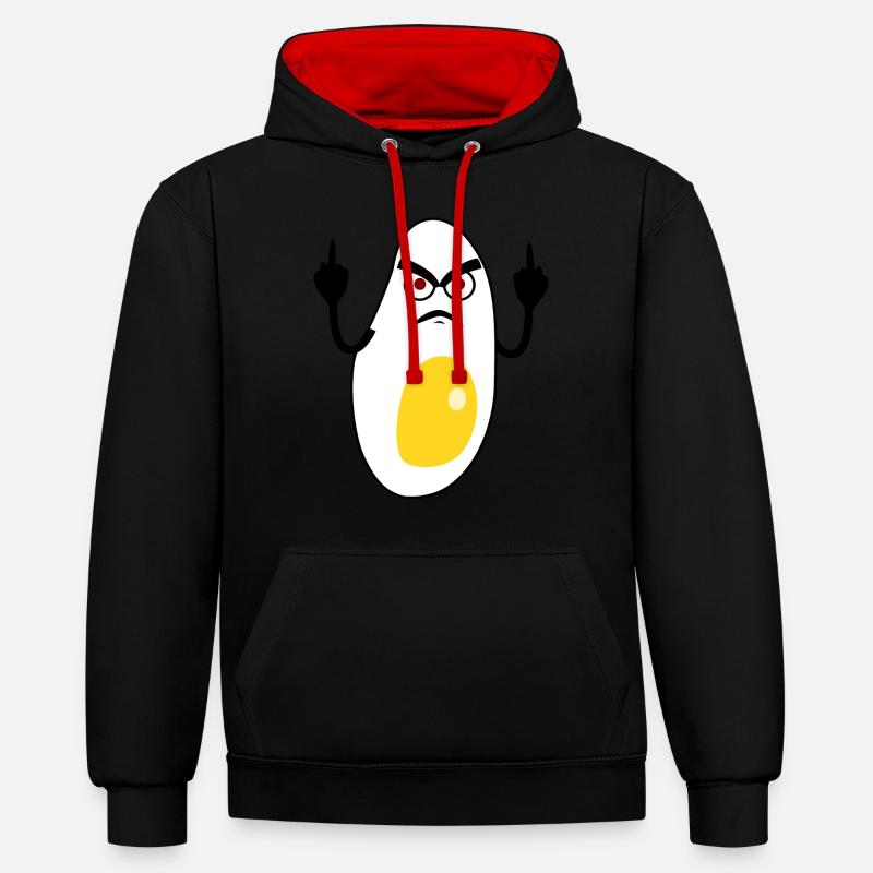 Eggs Grumpy Fried Egg - Contrast hoodie - black/red