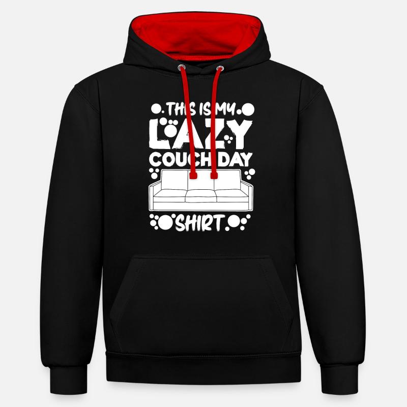 Lazy Couch Canapé de jour - Sweat à capuche contrasté - noir/rouge