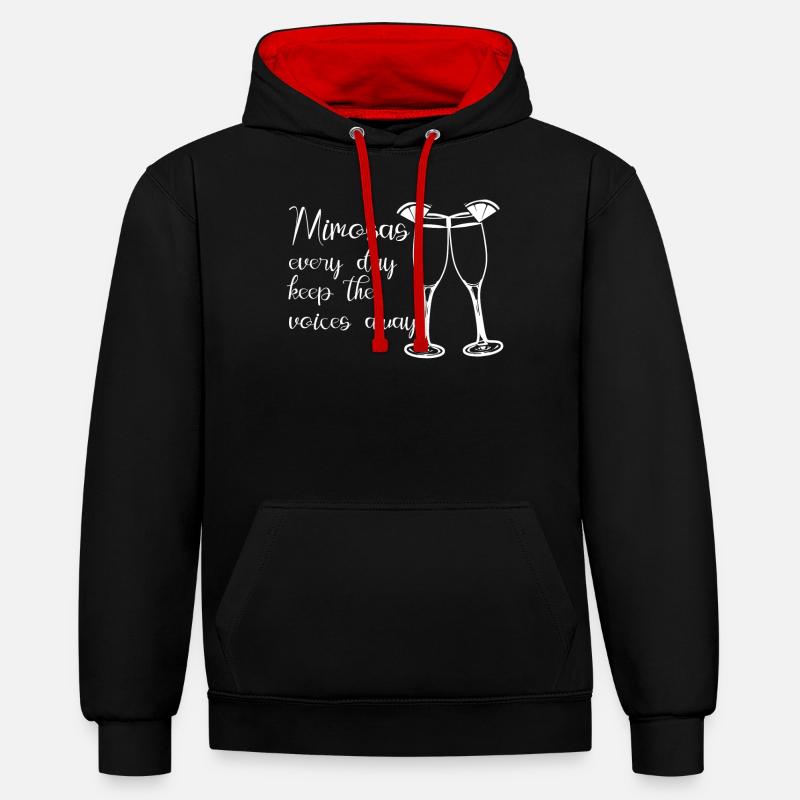 Mimosa Brunch Blague Mimosas - Sweat à capuche contrasté - noir/rouge