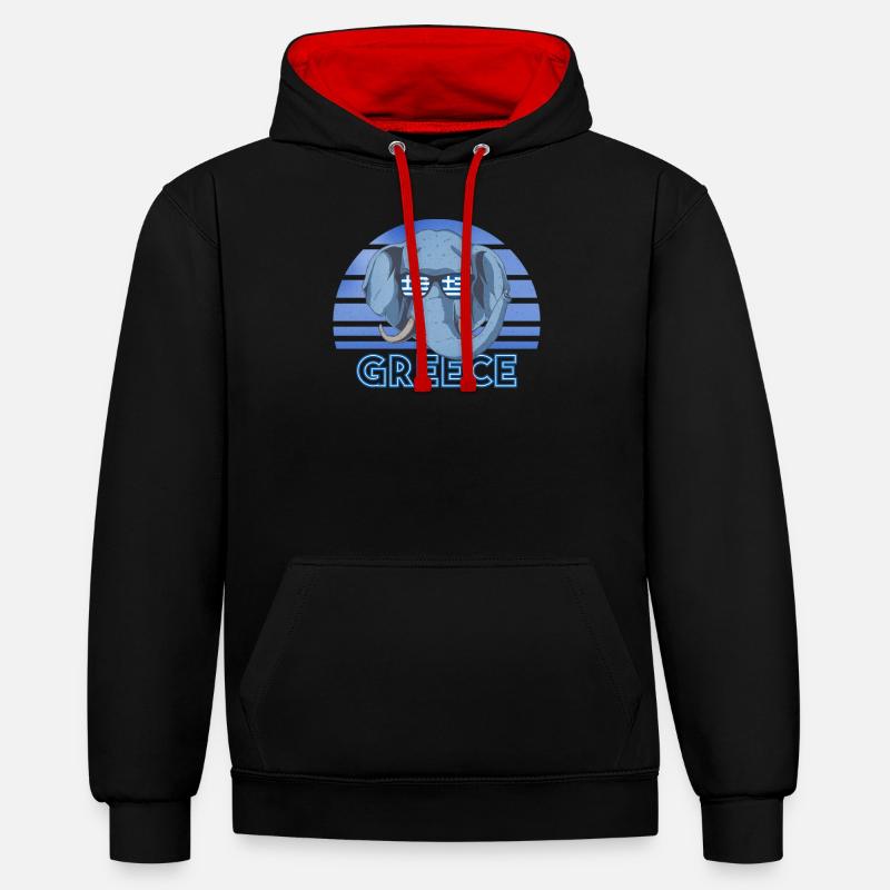 Grèce - Sweat à capuche contrasté - noir/rouge