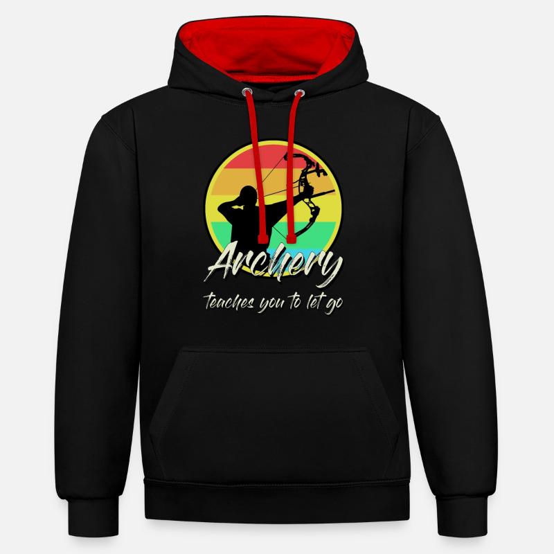 Archery Bow Shooting - Kontrast-Hoodie - Schwarz/Rot