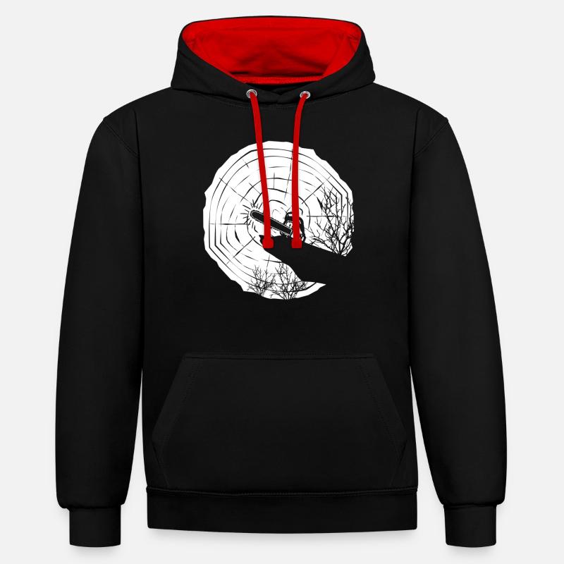 Tronçonneuse Tronçonneuse Lumberjack Moon - Sweat à capuche contrasté - noir/rouge