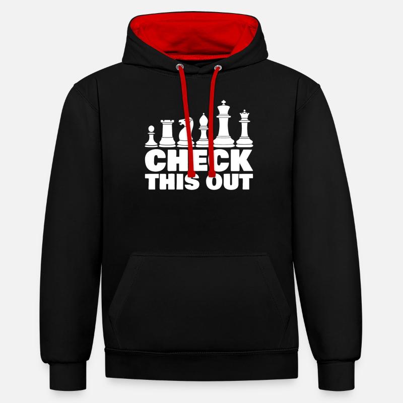 Joueur d’échecs - Sweat à capuche contrasté - noir/rouge