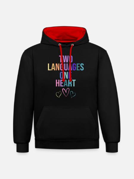 Éducation Bilingue Humour Enseignant - Sweat à capuche contrasté - noir/rouge