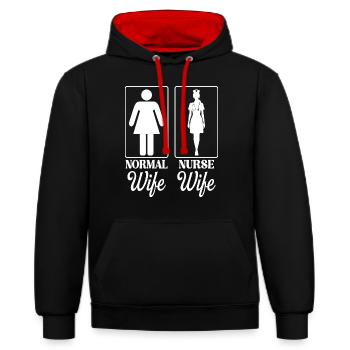 Ehefrau Geschenk Krankenschwester Ehefrau - Kontrast-Hoodie - Schwarz/Rot - Vorne - Anna (173cm) & Nico (186cm)