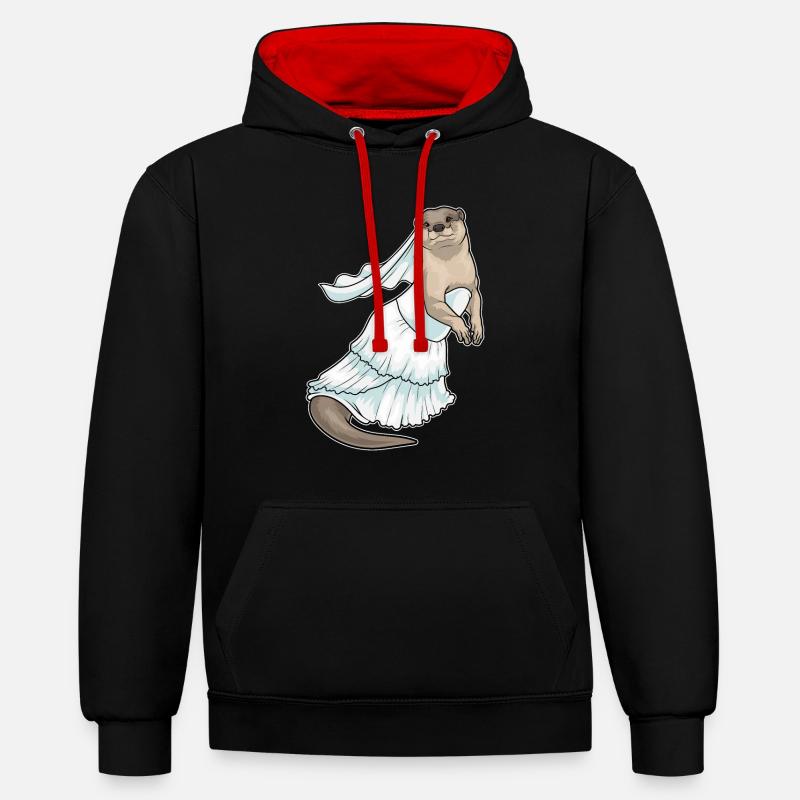Robe de mariée Otter - Sweat à capuche contrasté - noir/rouge