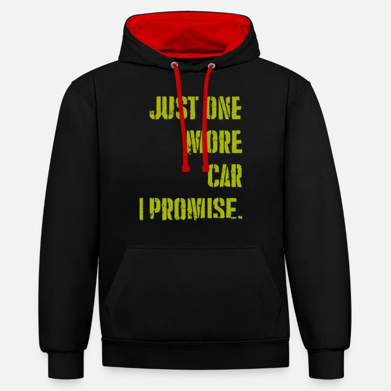 Nur noch ein CAR, versprochen - Kontrast-Hoodie - Schwarz/Rot