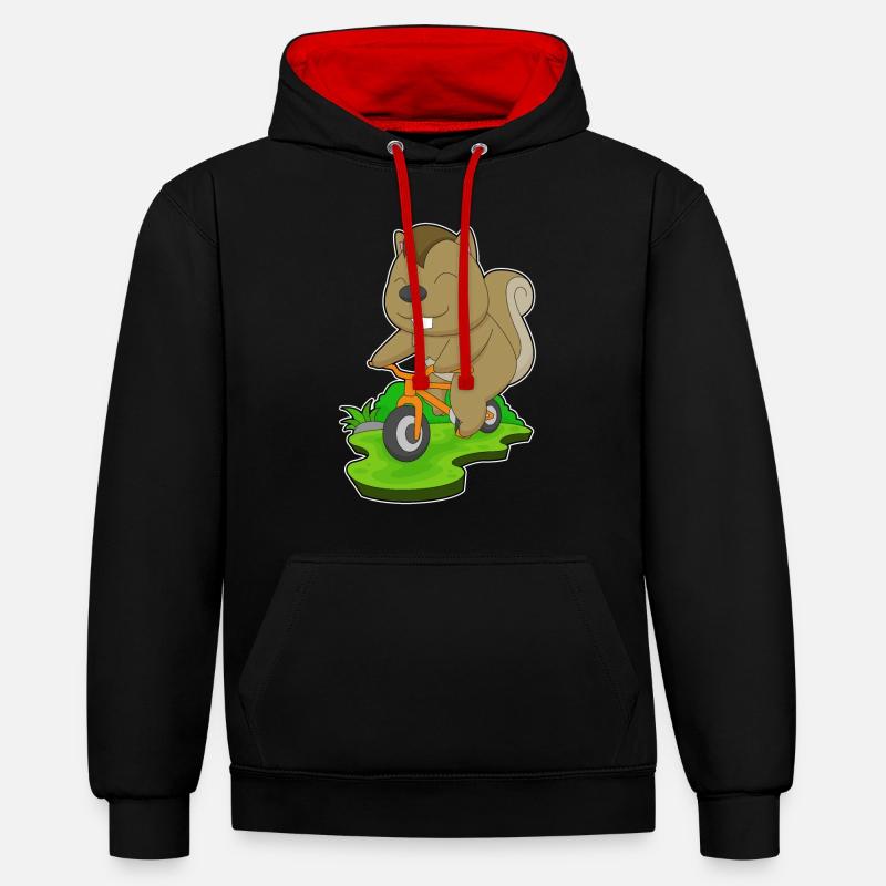 Vélo écureuil - Sweat à capuche contrasté - noir/rouge