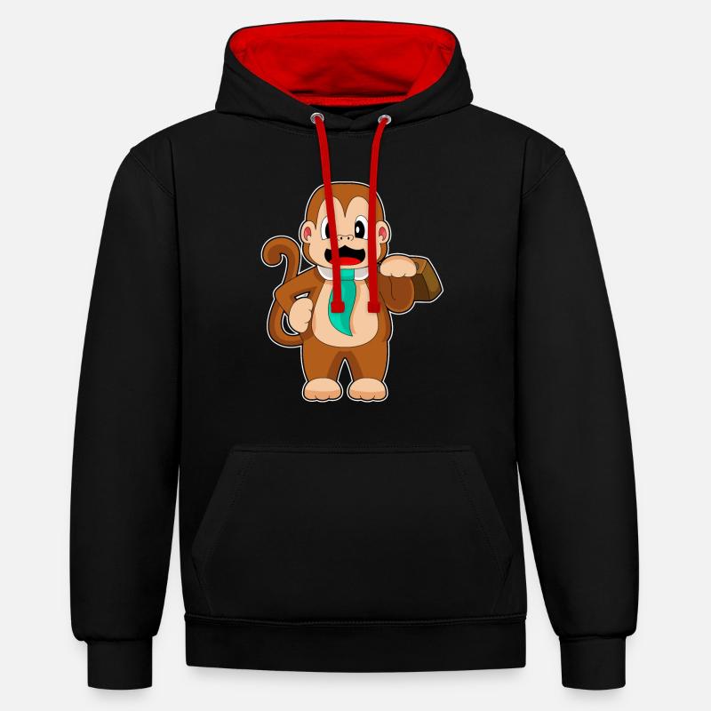 Monkey Entrepreneur Porte-documents - Sweat à capuche contrasté - noir/rouge