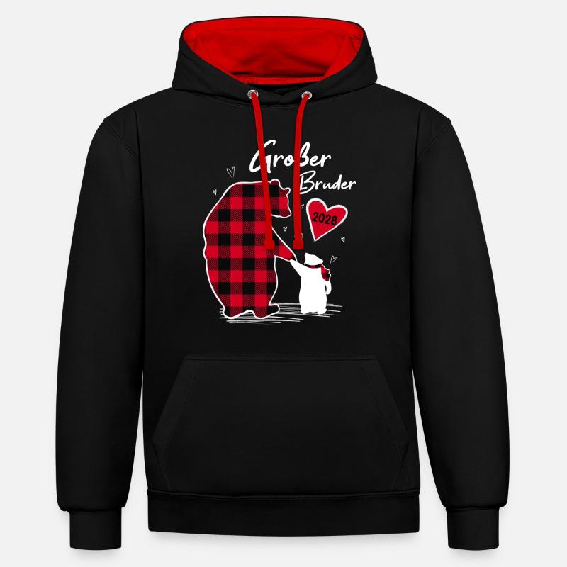 Big Brother Bear 2028 - Sweat à capuche contrasté - noir/rouge