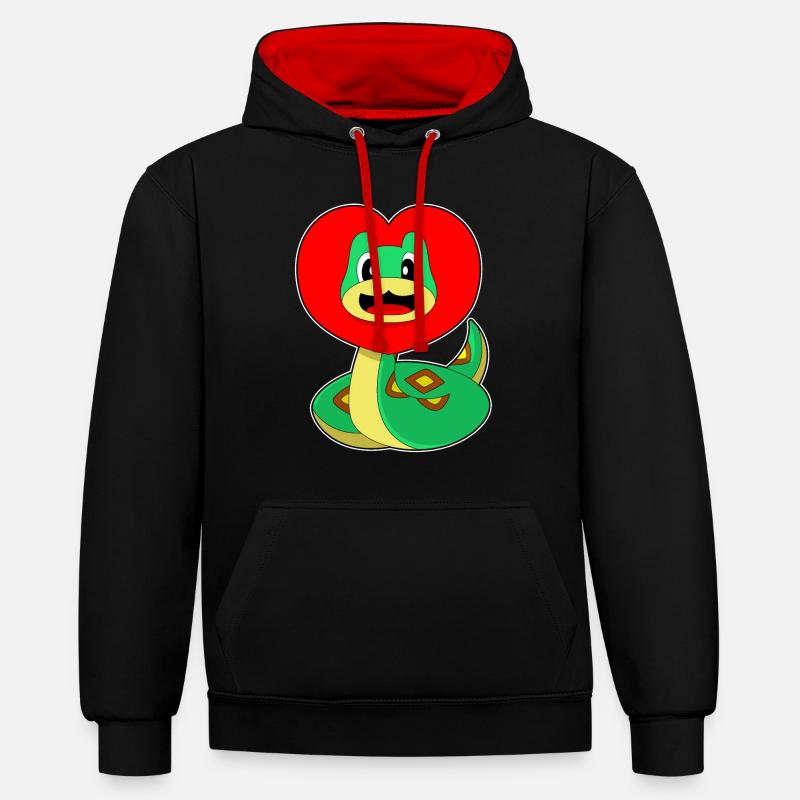 Cœur de serpent - Sweat à capuche contrasté - noir/rouge