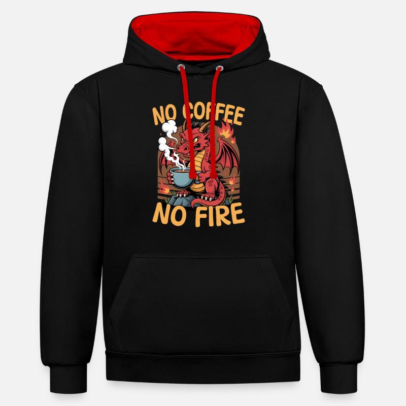 Dragon Coffee Créatures mythiques - Sweat à capuche contrasté - noir/rouge
