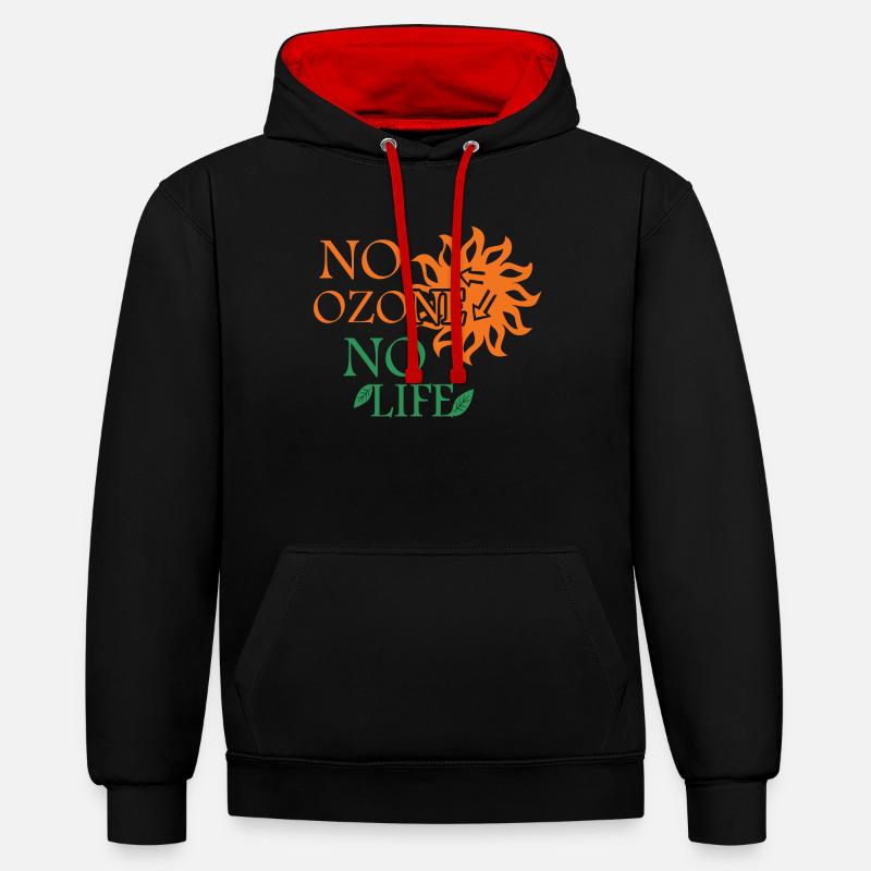 Pas d’ozone Pas de vie - Sweat à capuche contrasté - noir/rouge