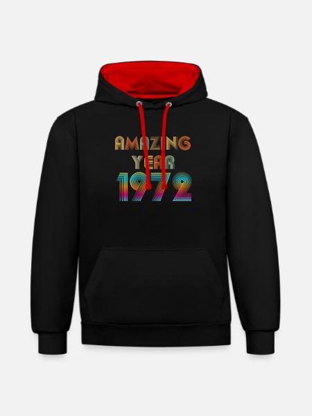 Amazing YEAR 1972 - Contrast hoodie - black/red