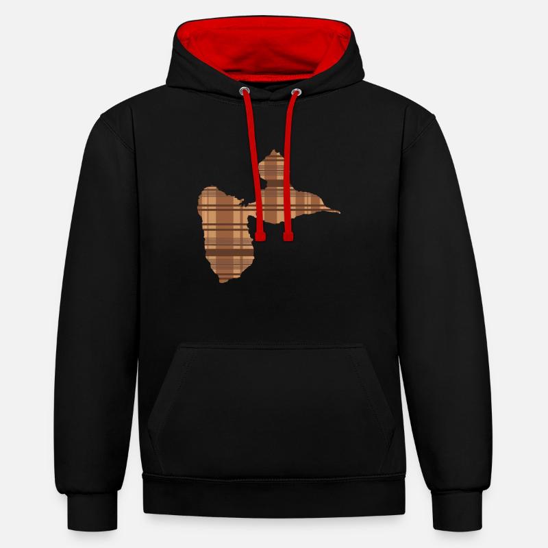 Tshirt gwada madrasse Marron - Sweat à capuche contrasté - noir/rouge