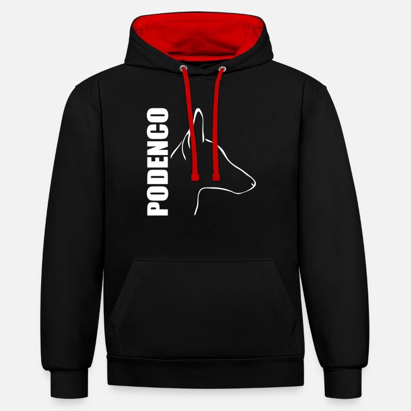 PROFIL PODENCO - Sweat à capuche contrasté - noir/rouge