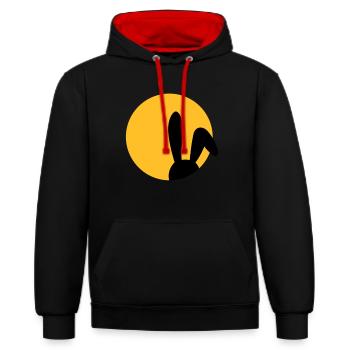 Hase Mond Kaninchen Vollmond Nachthimmel Häschen - Kontrast-Hoodie - Schwarz/Rot - Vorne - Anna (173cm) & Nico (186cm)