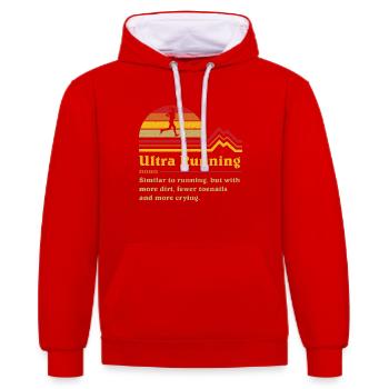 Funny definition ultrarunning ultra trail runner - Contrast hoodie - red/white - Front - Liana (172cm) & Jaron (178cm)