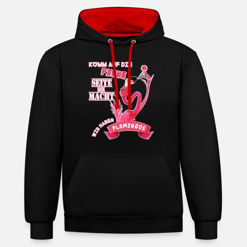 flamant - Sweat à capuche contrasté - noir/rouge