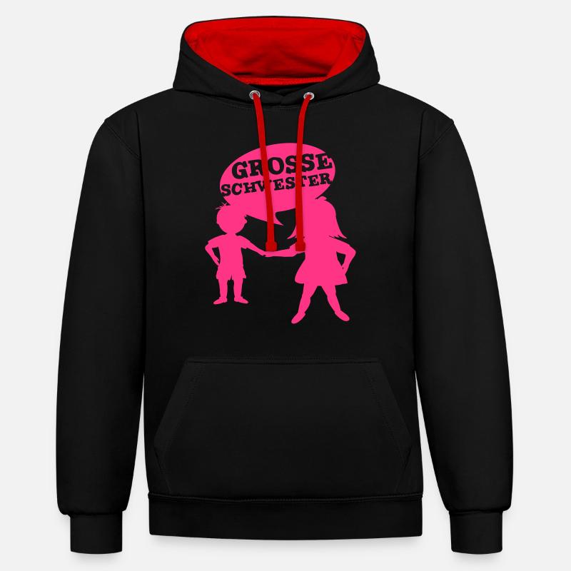 Big Sister - Sweat à capuche contrasté - noir/rouge