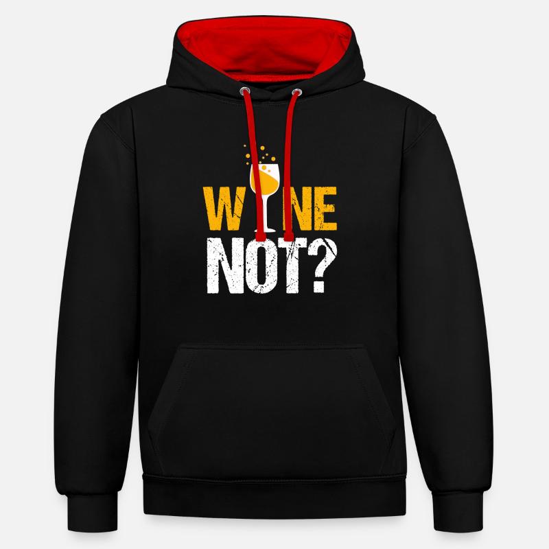 Pourquoi pas le vin? - Sweat à capuche contrasté - noir/rouge