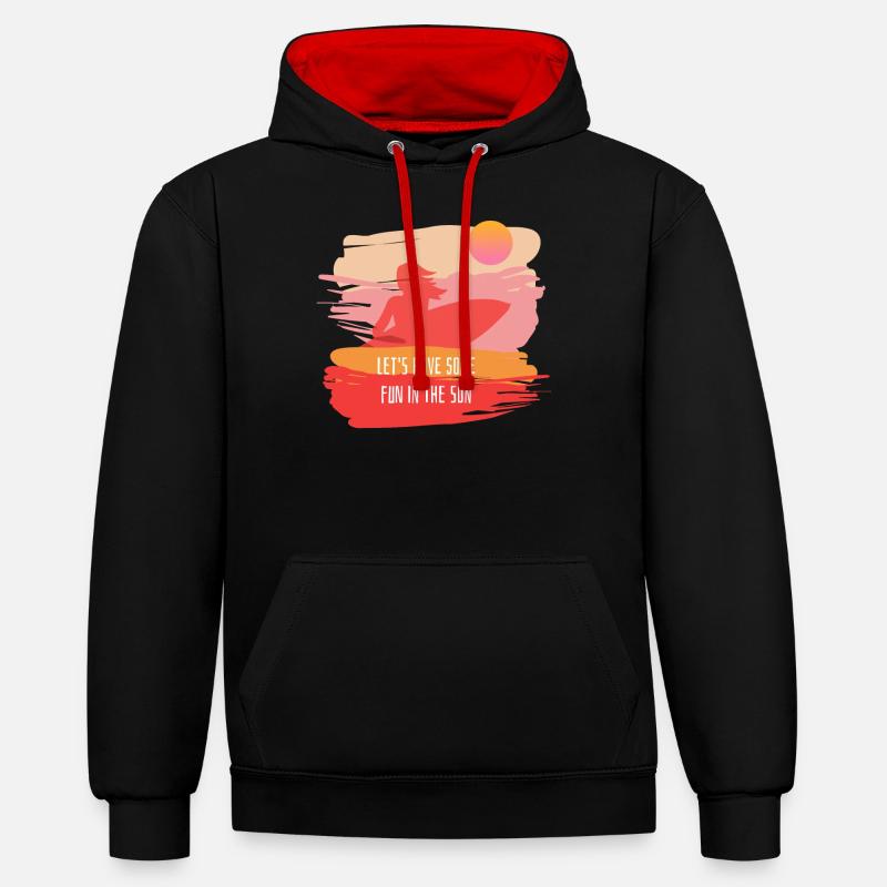 Esté, surfer - Sweat à capuche contrasté - noir/rouge