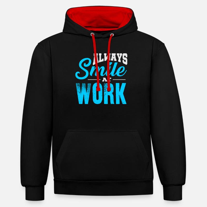 Heureux (au travail) - Sweat à capuche contrasté - noir/rouge