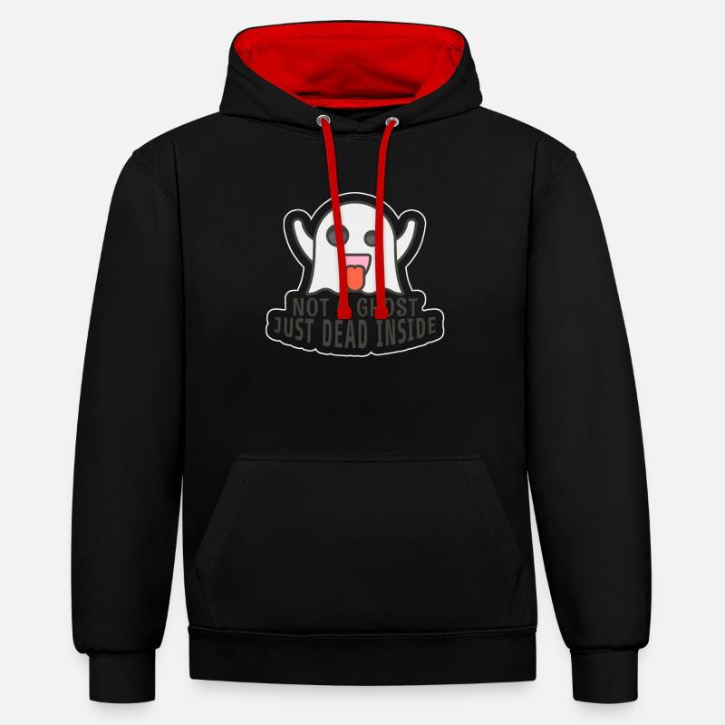 Pas un fantôme juste mort à l'intérieur !! - Sweat à capuche contrasté - noir/rouge