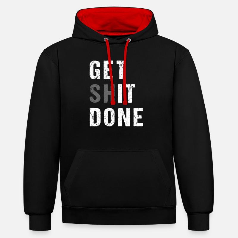 GET SHIT DONE - Kontrast-Hoodie - Schwarz/Rot