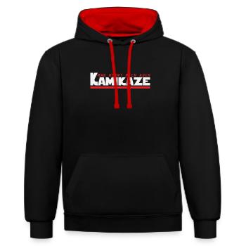 Kamikaze Risiko Action - Kontrast-Hoodie - Schwarz/Rot - Vorne - Anna (173cm) & Nico (186cm)