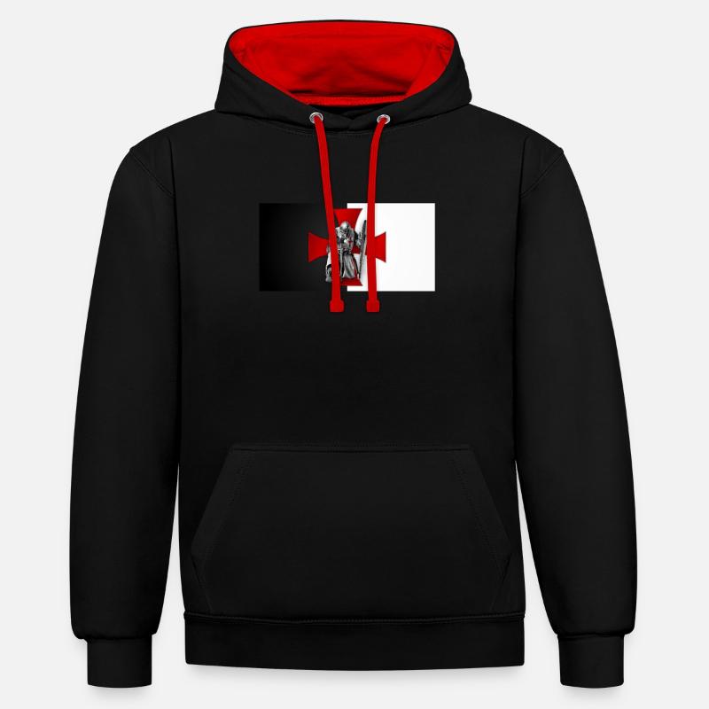 Le Templier - Le Templier - Sweat à capuche contrasté - noir/rouge
