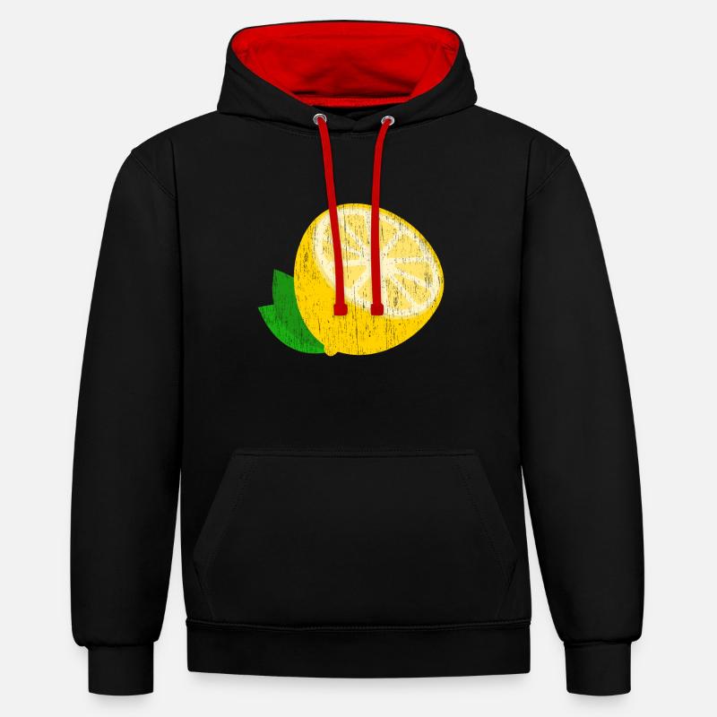 Zitrone Geschenk Saft Limonade Sauer - Kontrast-Hoodie - Schwarz/Rot
