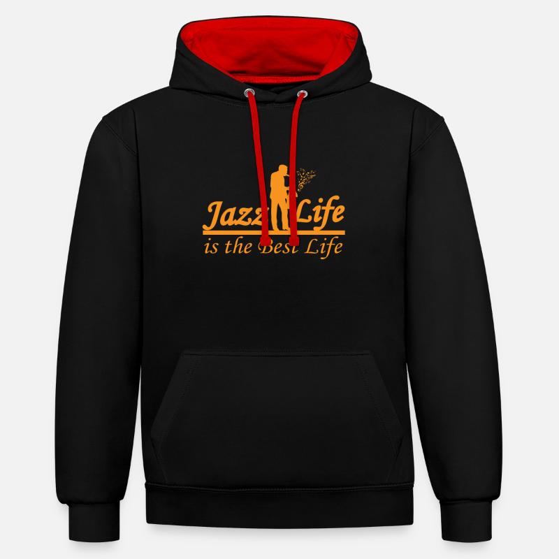jazz - Sweat à capuche contrasté - noir/rouge