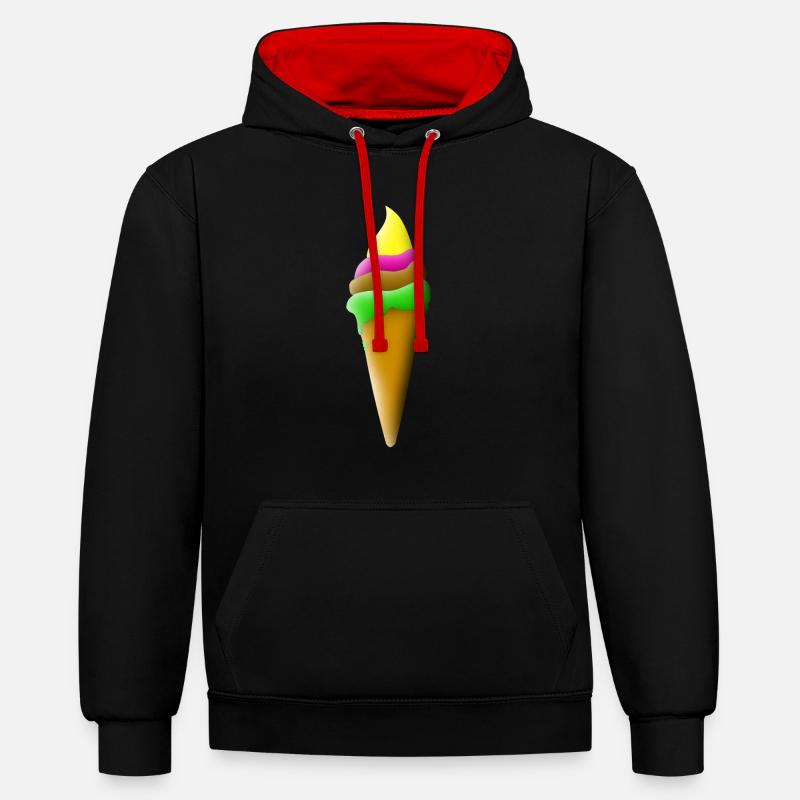 glace - Sweat à capuche contrasté - noir/rouge