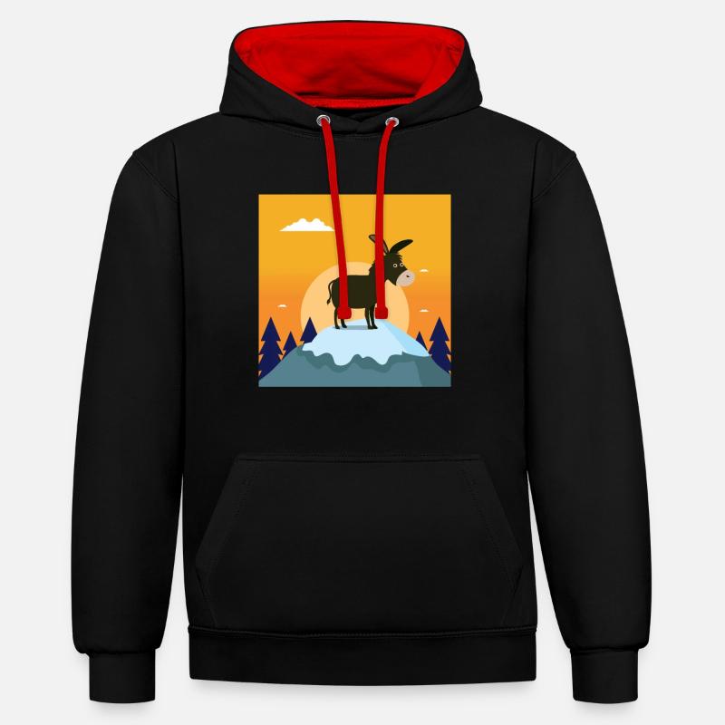 Ânes sur le dessus - Sweat à capuche contrasté - noir/rouge