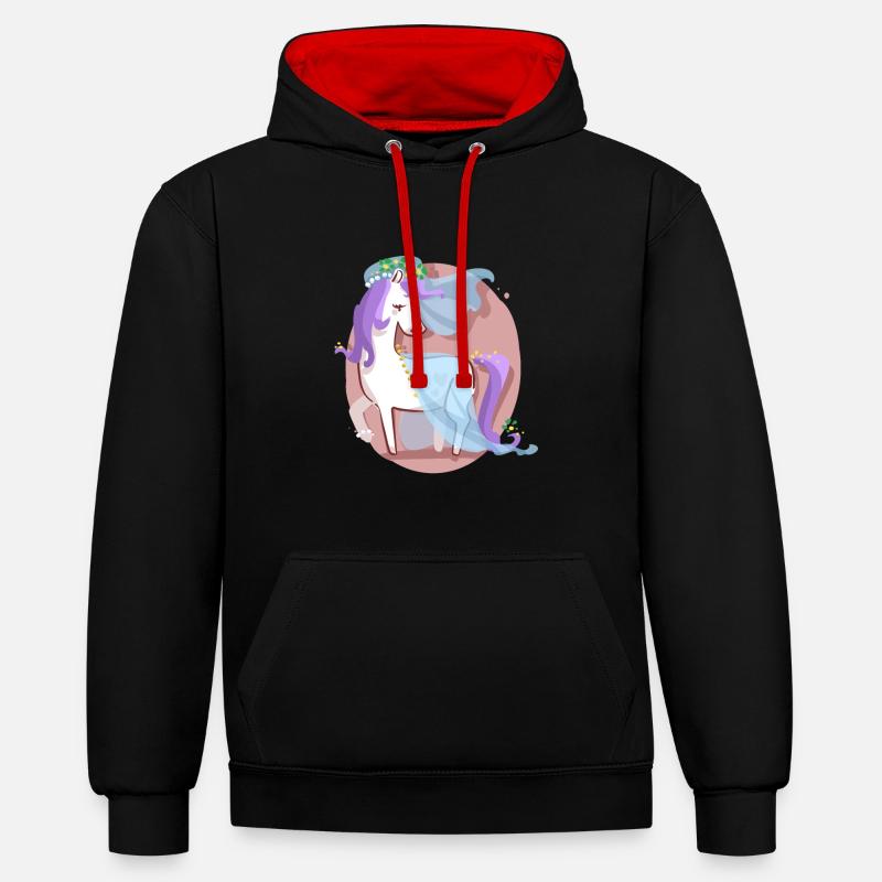 Mariée licorne - Sweat à capuche contrasté - noir/rouge