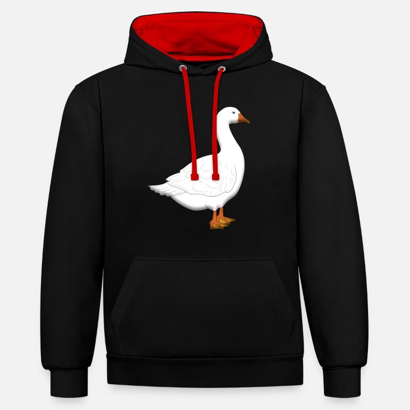 oie - Sweat à capuche contrasté - noir/rouge