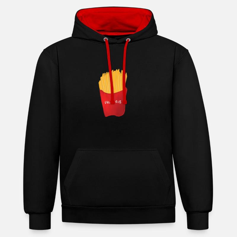 Frites - Sweat à capuche contrasté - noir/rouge