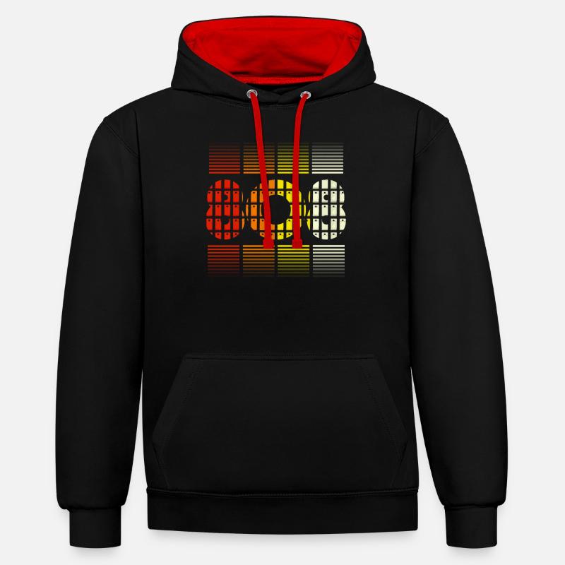 Drum Machine 808 - Kontrast-Hoodie - Schwarz/Rot