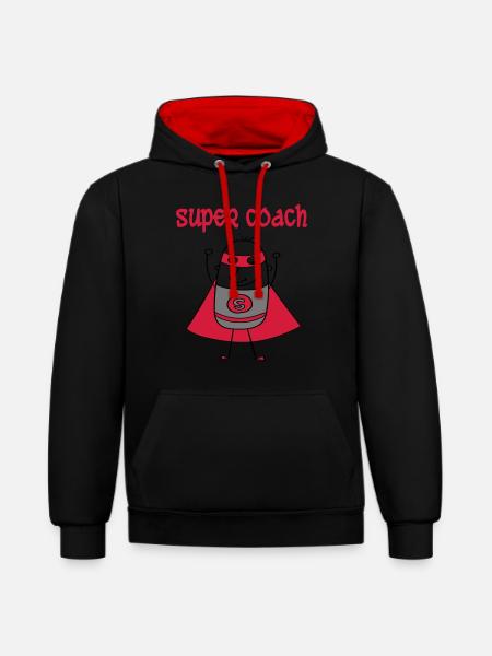 Super coach - Kontrast-Hoodie - Schwarz/Rot