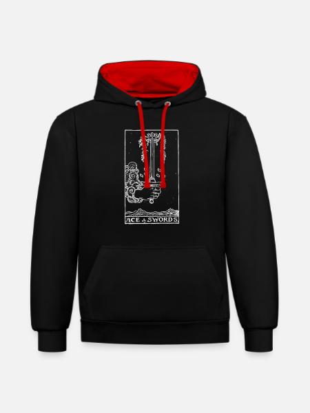 Tarotkort Ace of Swords - Swords Ass Gift - Kontrast-hoodie - sort/rød