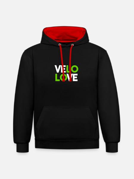 Bike Love Velo Rakkauslahja - Kontrastivärinen huppari - musta/punainen